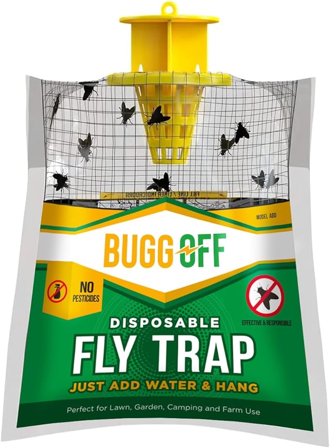 Indoor & Outdoor Disposable Hanging Fly Traps with Natural Pre-Bait, Catchers Flies Everywhere Anywhere, Stables, Ranches, Homes, Offices, Cottages and More