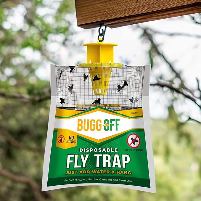 Indoor & Outdoor Disposable Hanging Fly Traps with Natural Pre-Bait, Catchers Flies Everywhere Anywhere, Stables, Ranches, Homes, Offices, Cottages and More