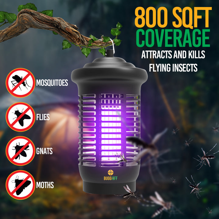 Outdoor Electric Bug Zapper, 1000 SQFT Coverage, 3500 Volts of Power, 20 Watts, Kills Mosquitos Gnats, Flys & More. 5 Year Warranty, X2 Free Repalcment Bulbs (Outdoor 1000 SQFT)